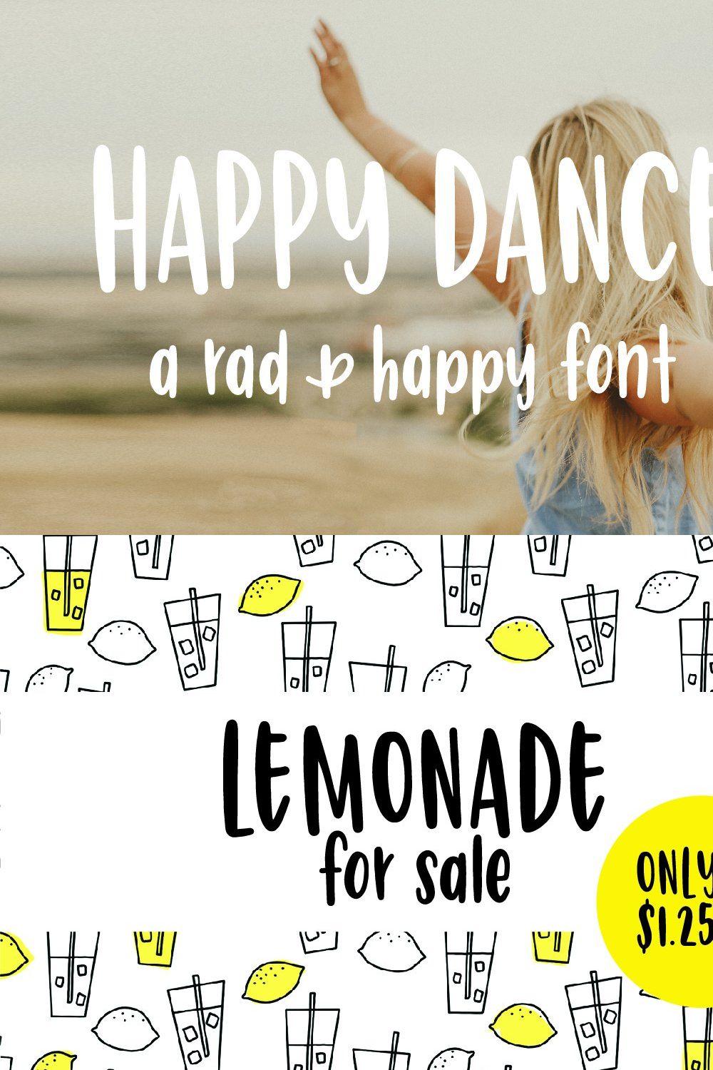 Happy Dance | Hand Lettered Font pinterest preview image.