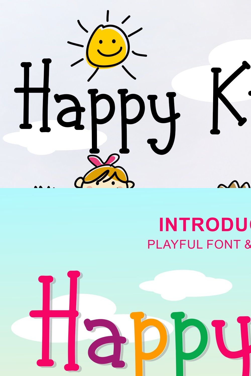 Happy Kids - Playful Font pinterest preview image.