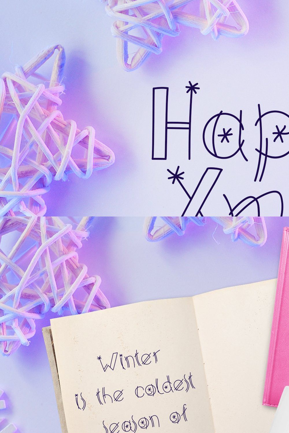 Happy Xmas Hand Drawn Font pinterest preview image.