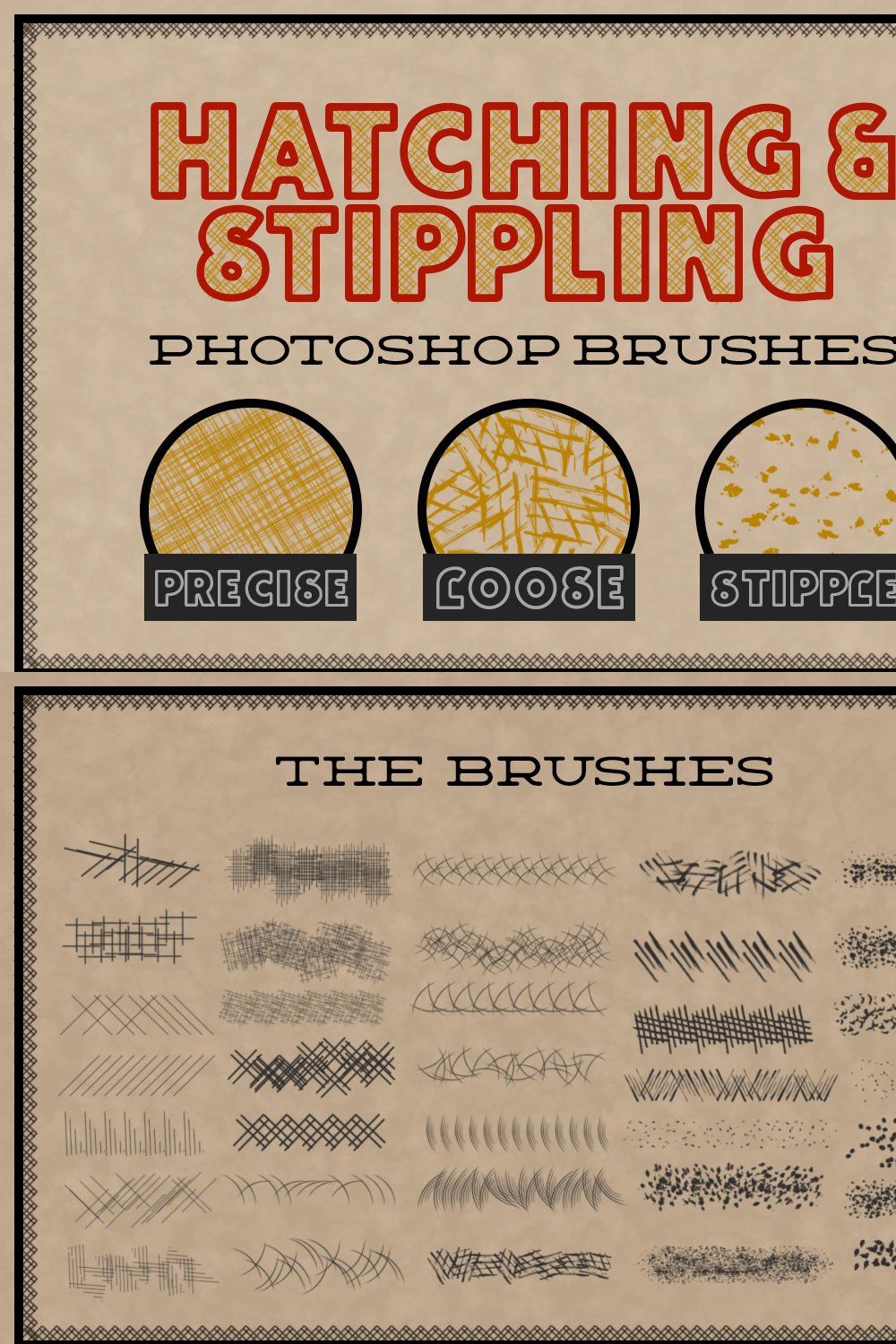 Hatching and Stippling Brushes pinterest preview image.