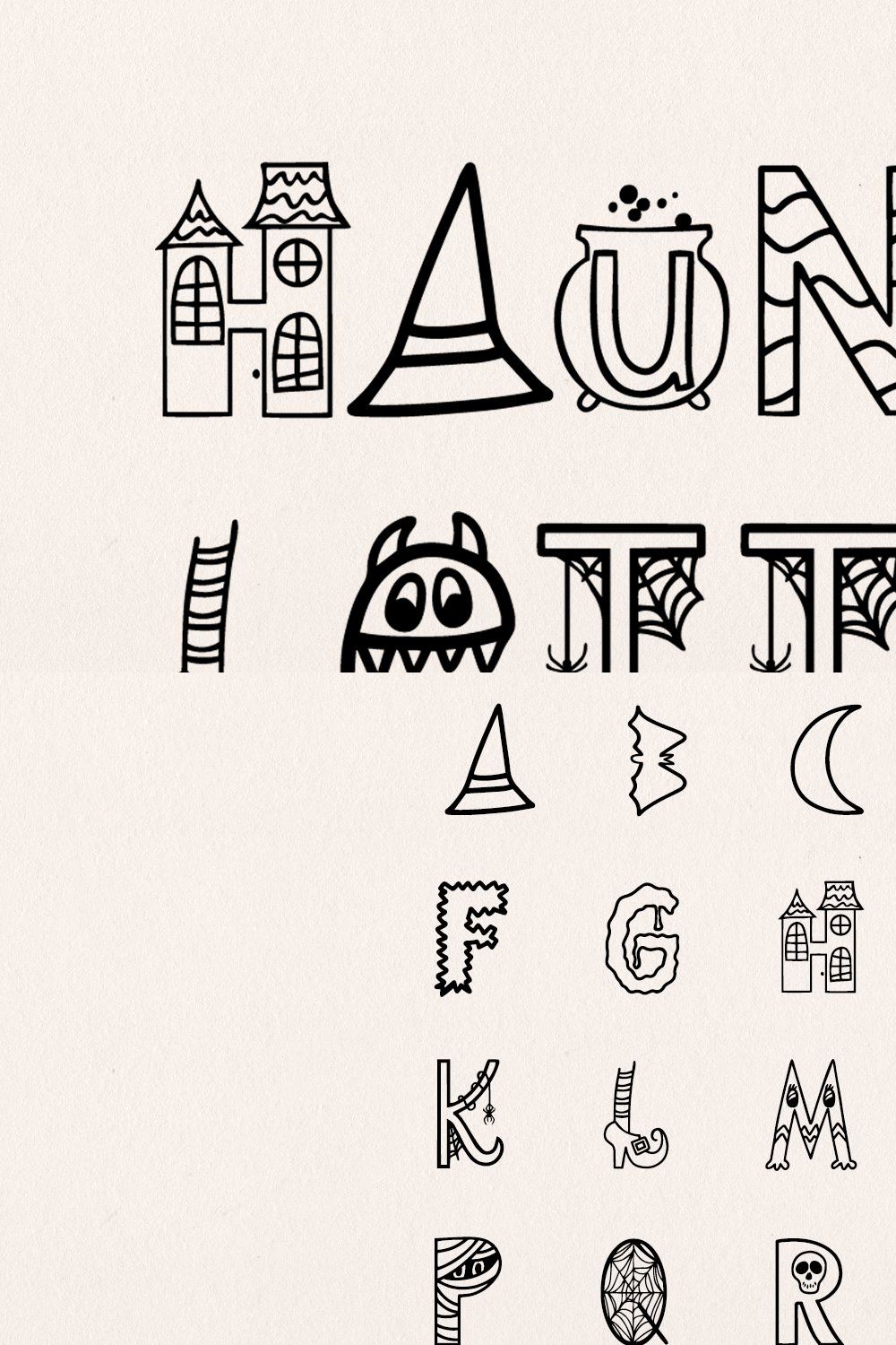 Haunted Letters - Halloween Font pinterest preview image.