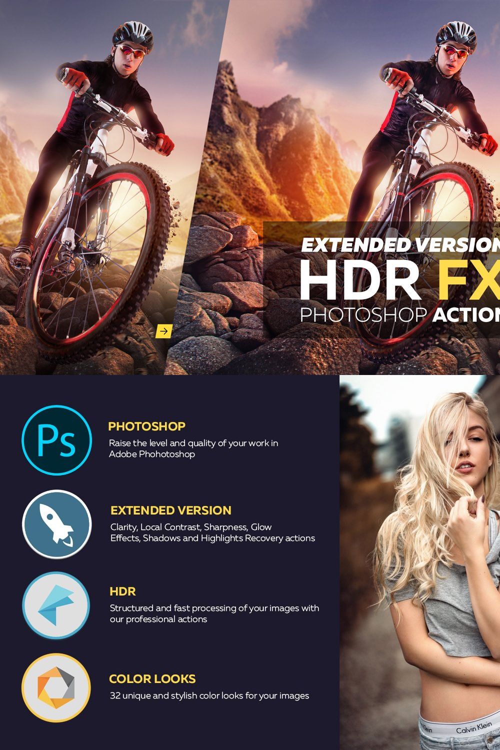 HDR FX Extended - Photoshop Action pinterest preview image.