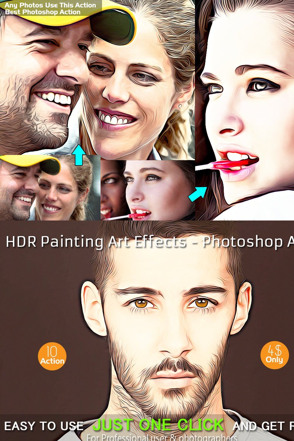 HDR Painting Art Effects - Photoshop pinterest preview image.