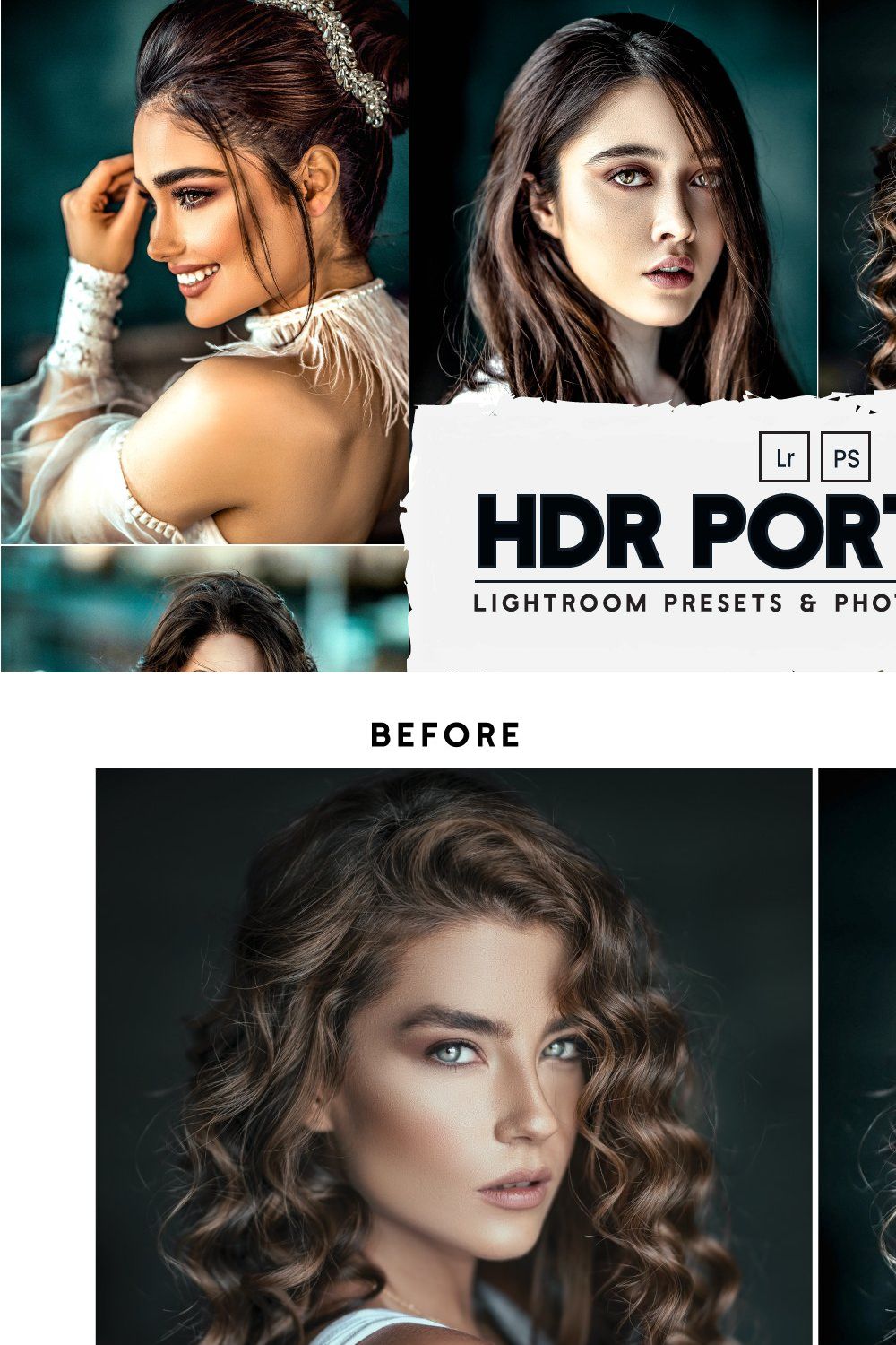 HDR Portrait Lr Presets & Ps Actions pinterest preview image.