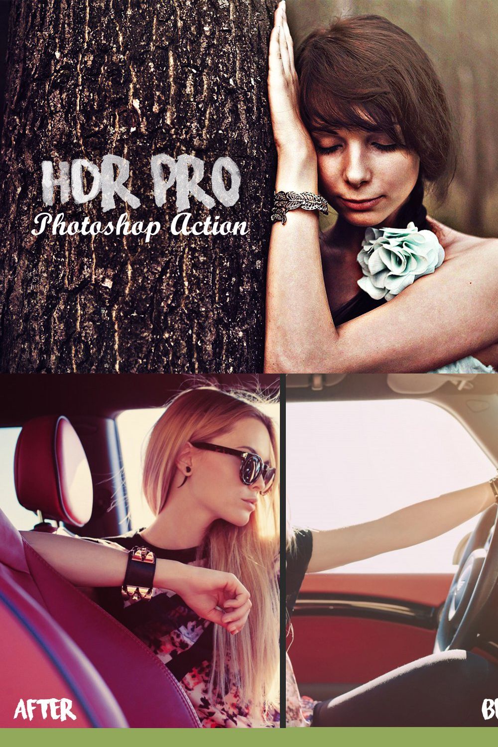 HDR PRO Photoshop Action pinterest preview image.