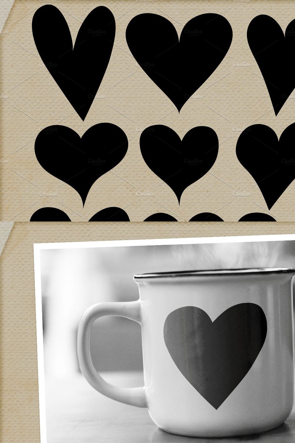 Heart Vector Shapes & Cutting Files pinterest preview image.