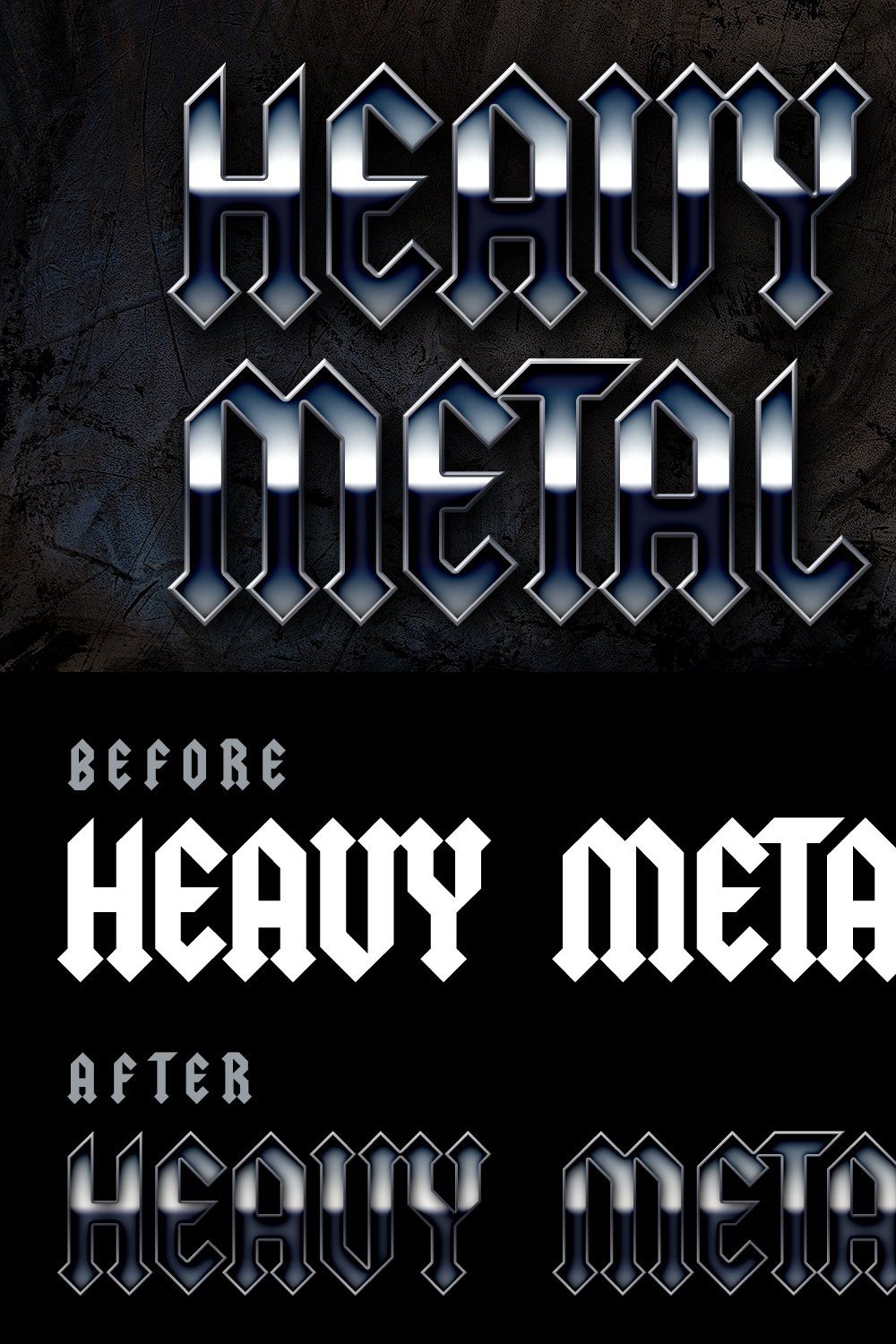 Heavy Metal layer styles pinterest preview image.