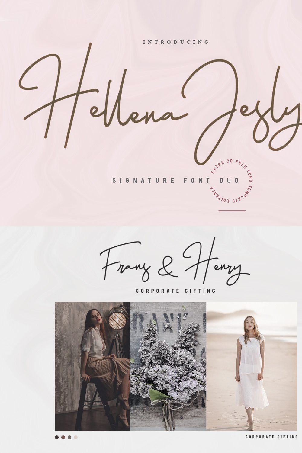 Hellena Jeslyn Font Duo (Free Logo) pinterest preview image.