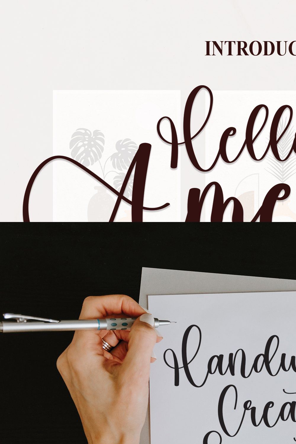 Hello Amellia | Script Font pinterest preview image.