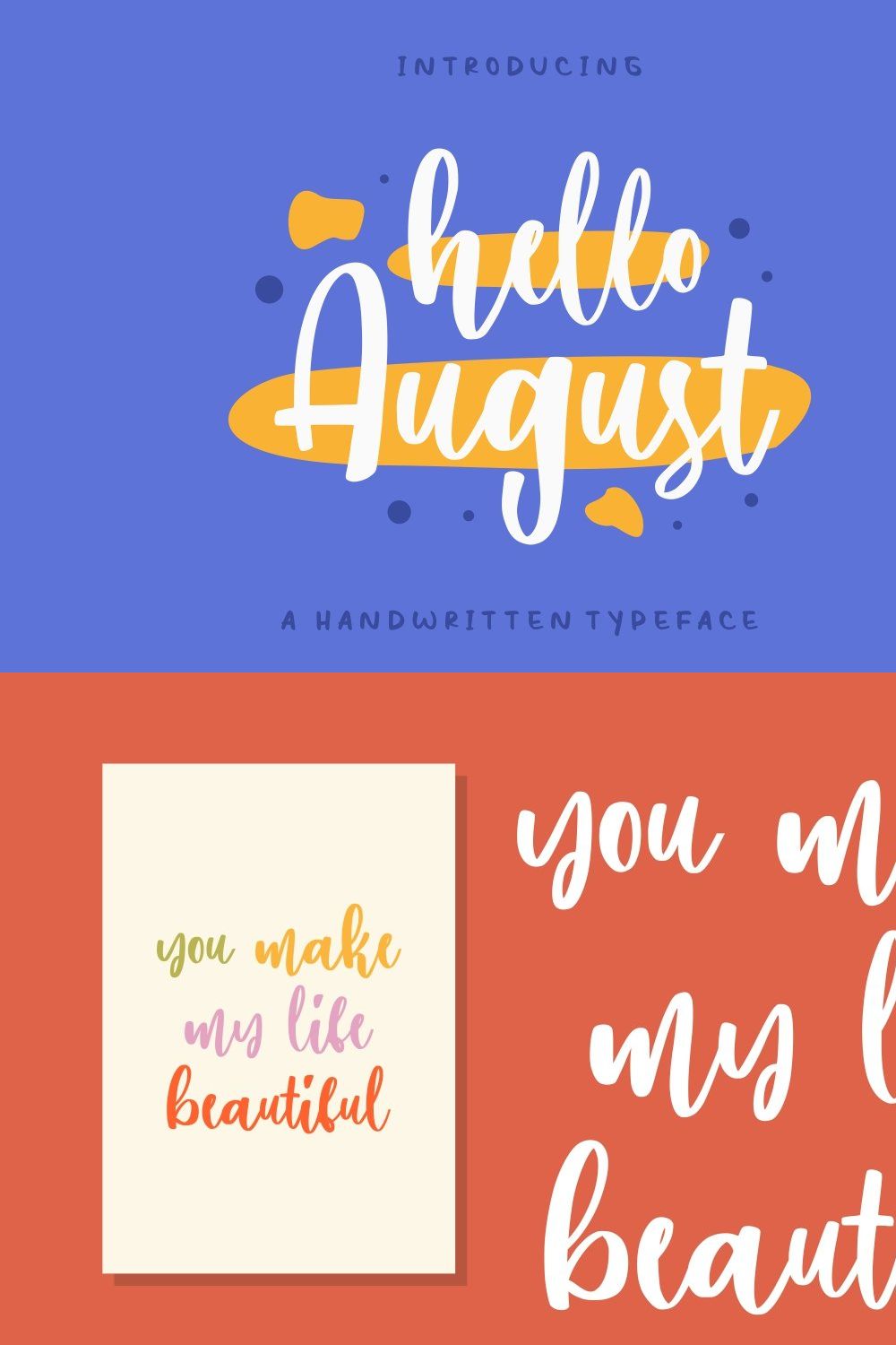 Hello August a Handwritten pinterest preview image.