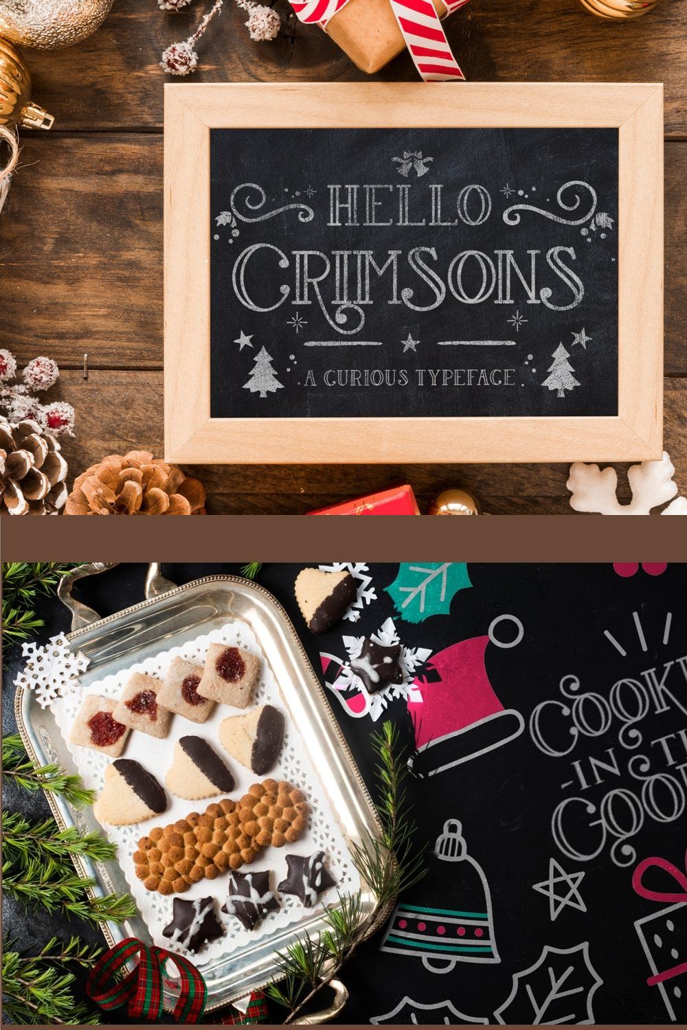 HELLO CHRIMSONS | Curious Typeface pinterest preview image.