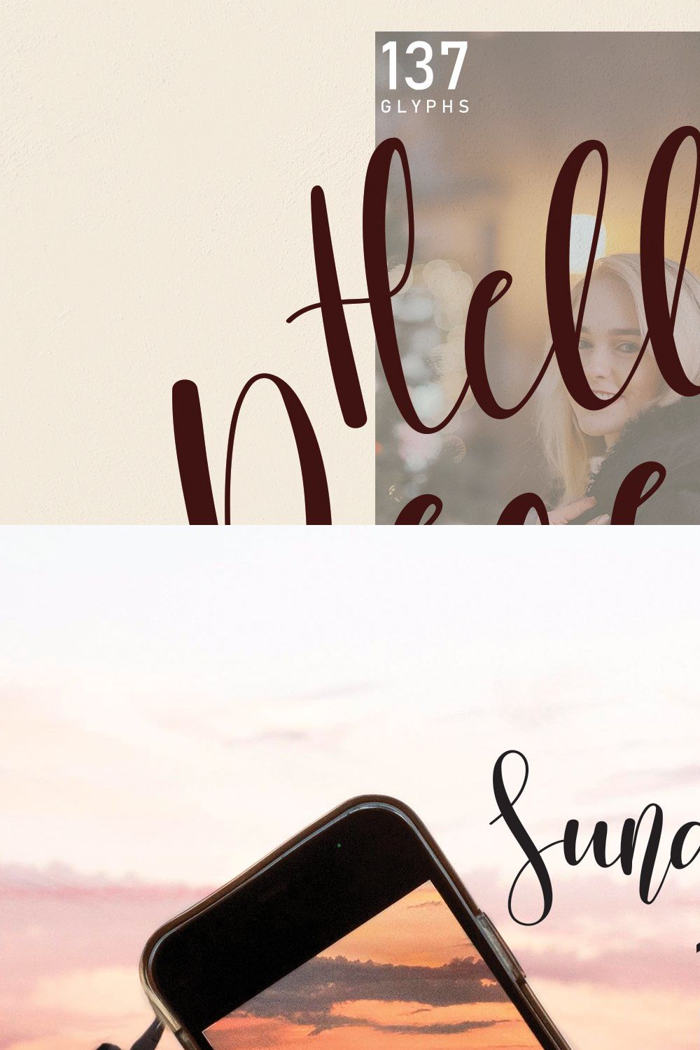 Hello December | Handwriten Font pinterest preview image.