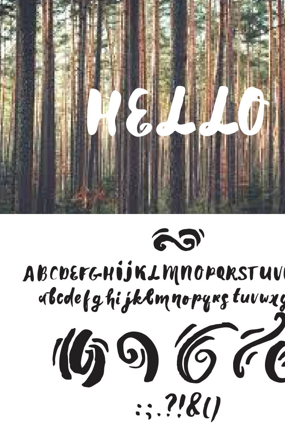 Hello font pinterest preview image.