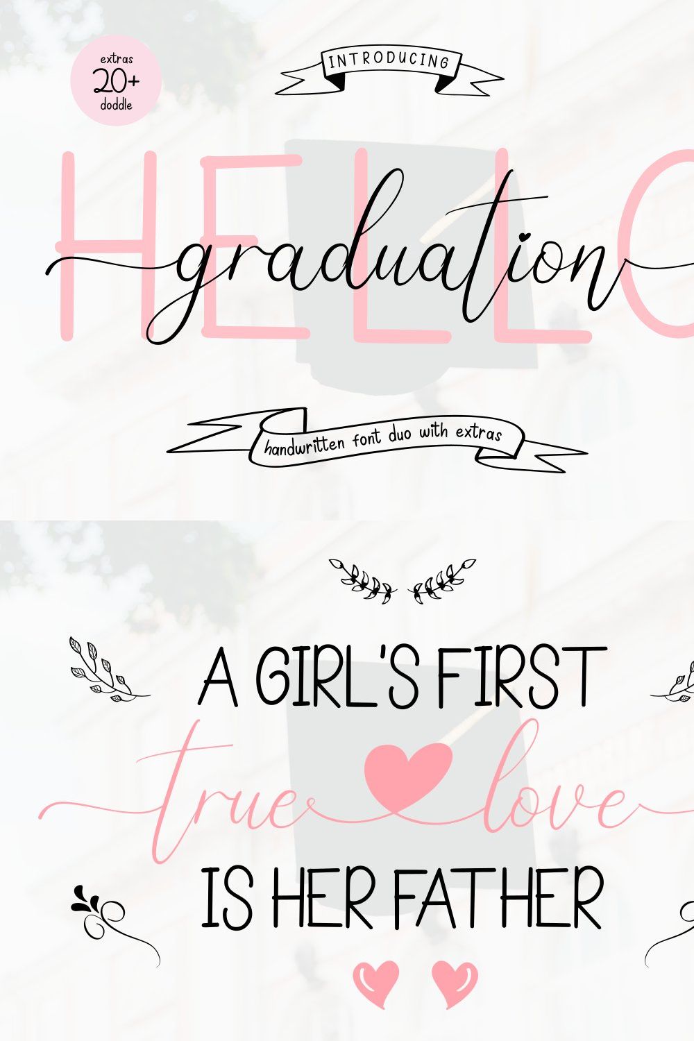 Hello Graduation | Font Duo pinterest preview image.