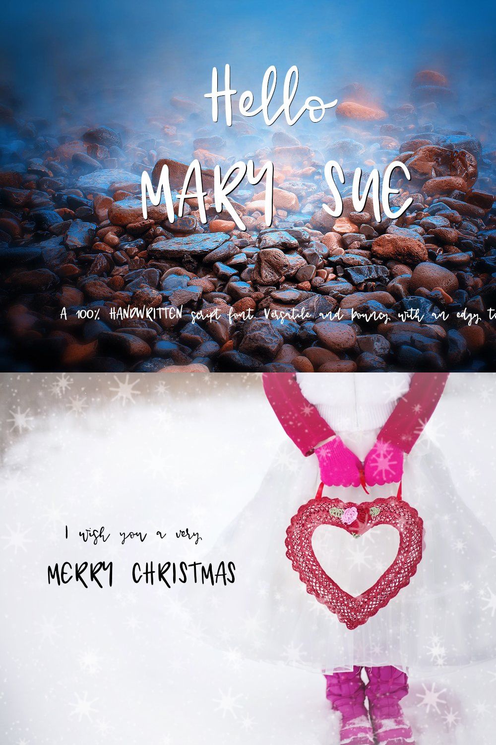 Hello Mary Sue - Handwritten Font pinterest preview image.