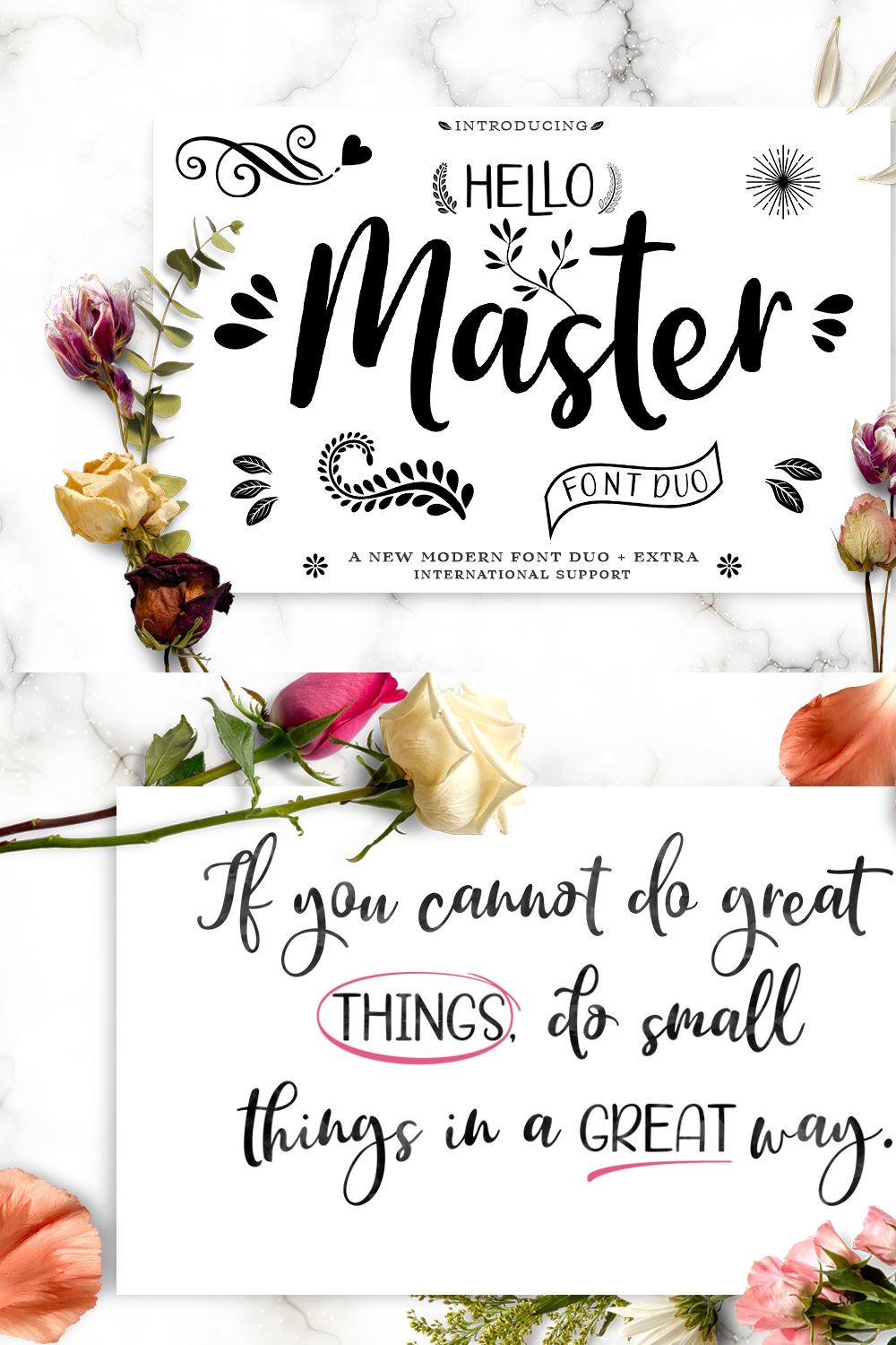 Hello Master Font DUO with Doodle pinterest preview image.