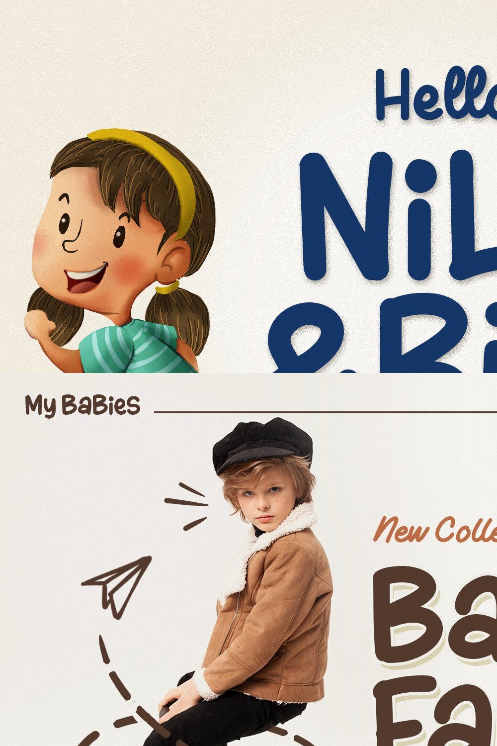 Hello! Nila & Bila Typeface pinterest preview image.