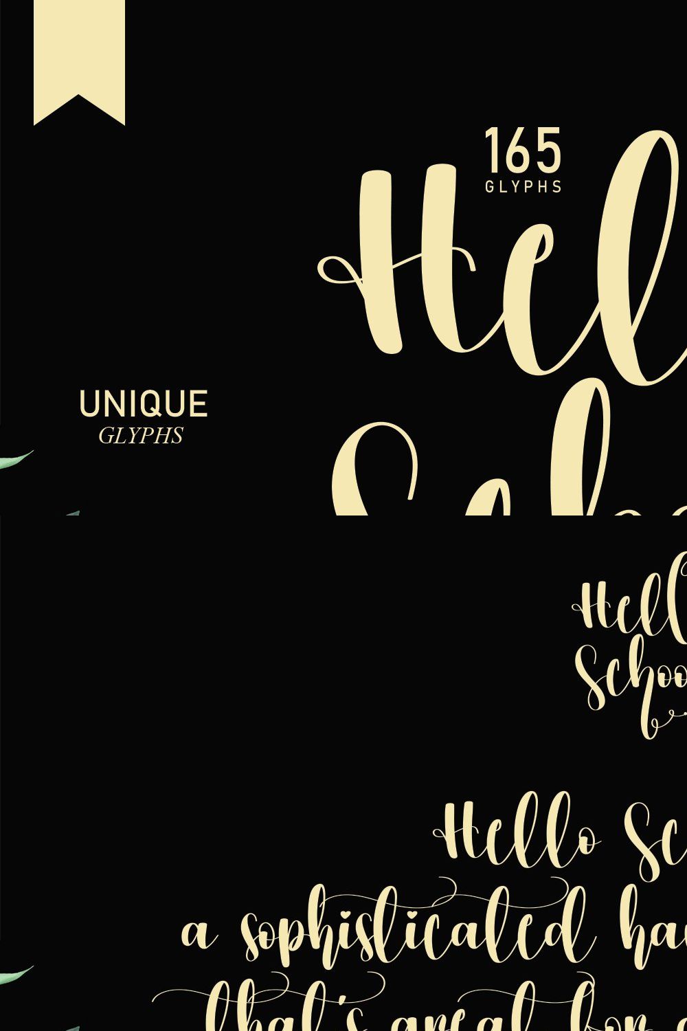 Hello School | Script font pinterest preview image.