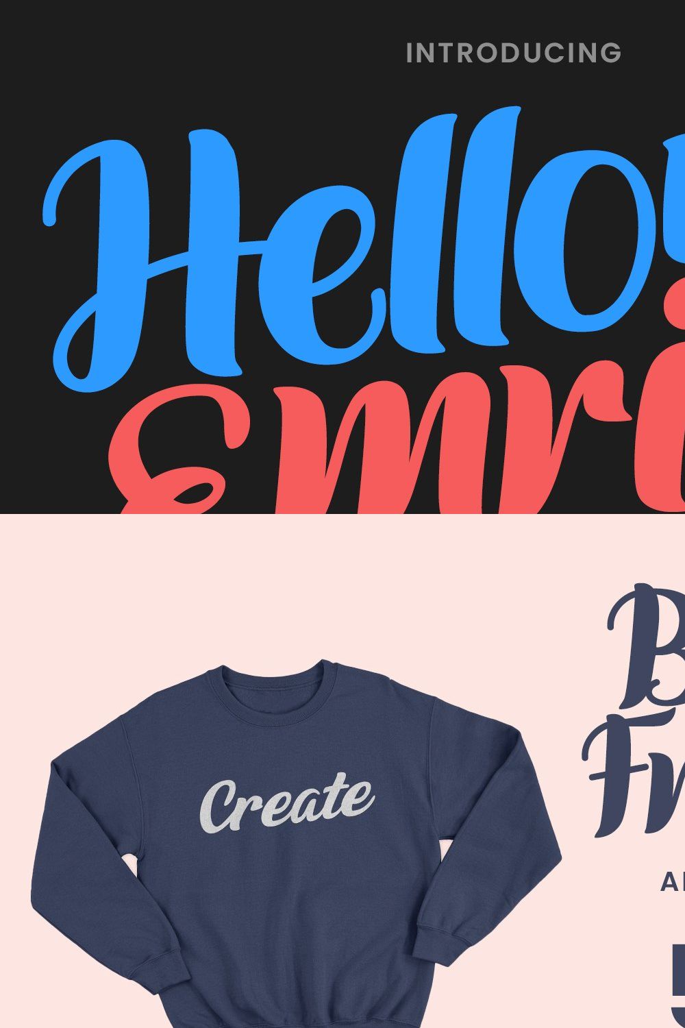 Hellous Emrika Handwritten Font pinterest preview image.