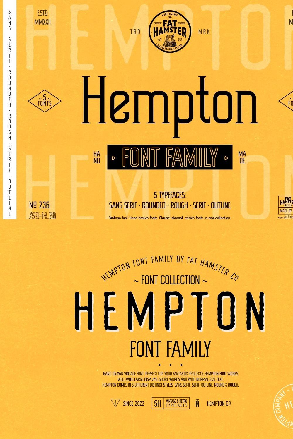 HEMPTON vintage font family pinterest preview image.