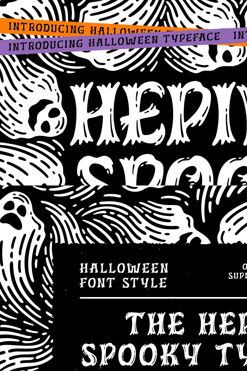 Hepives Spooky Fonts pinterest preview image.