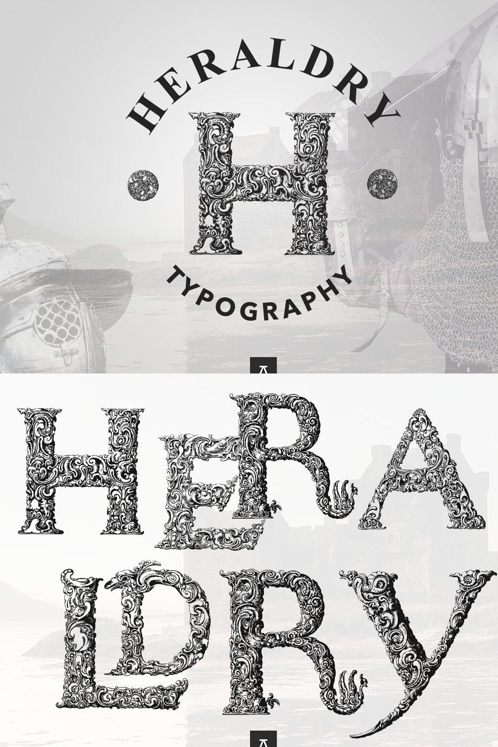 HERALDRY - Typography Set pinterest preview image.