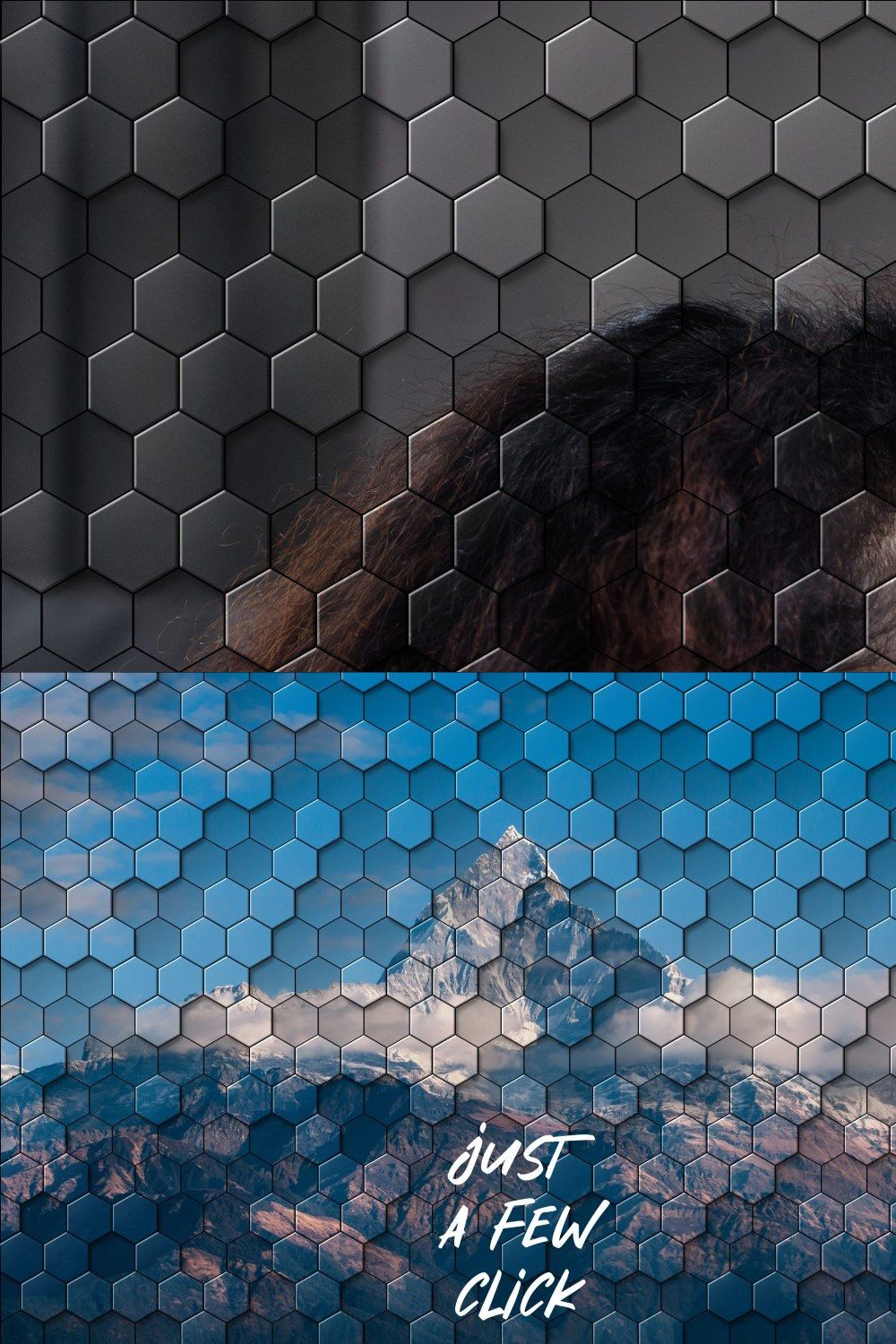 Hexagonal Glass Photo Effect Psd pinterest preview image.