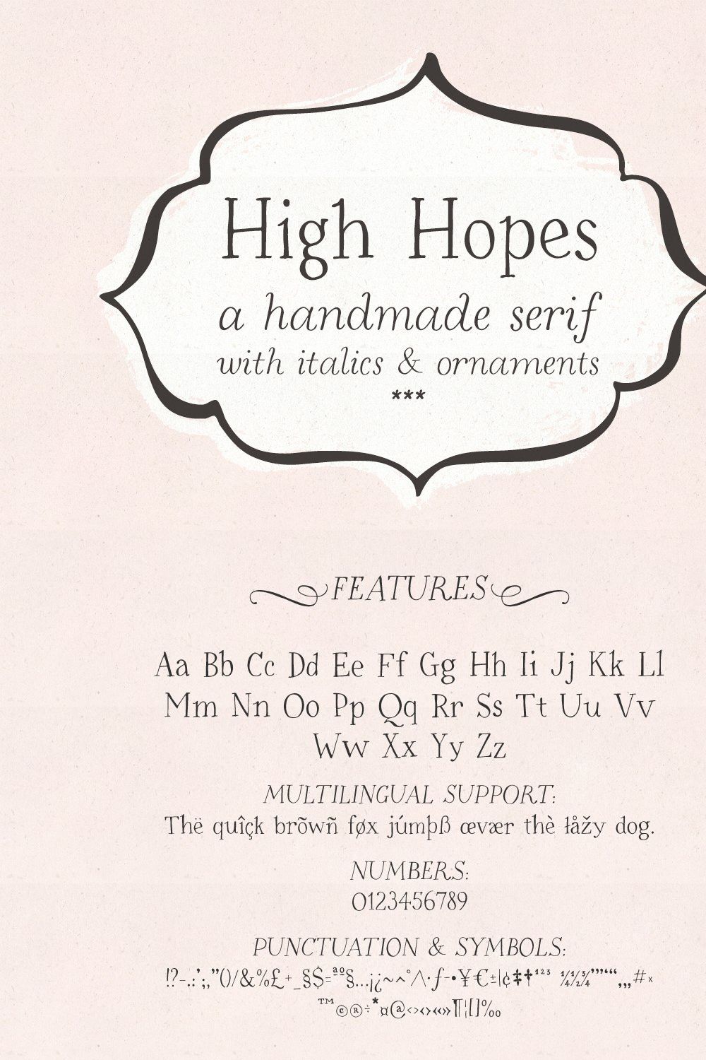 High Hopes handmade serif font pinterest preview image.