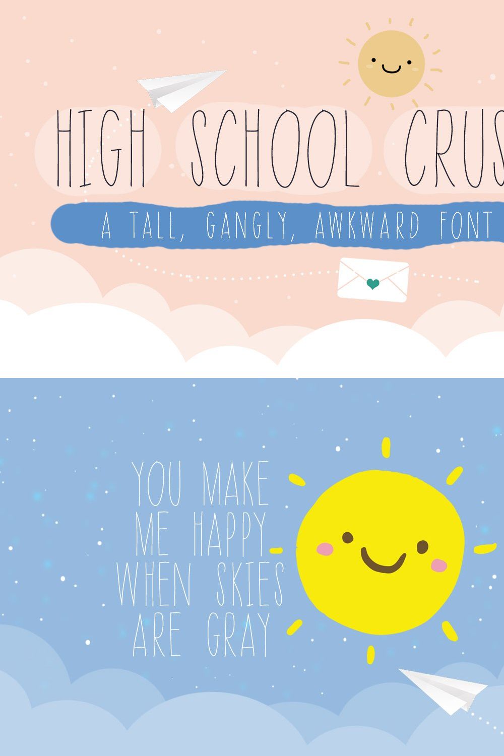 High School Crush Font pinterest preview image.