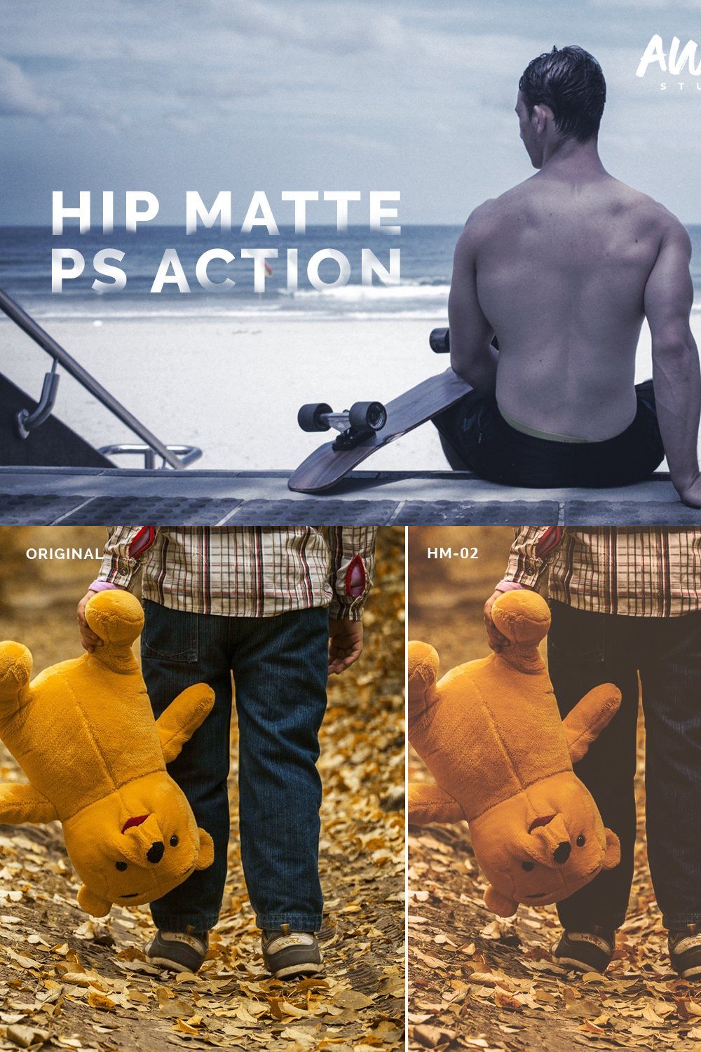 Hip Matte - Photoshop Action pinterest preview image.