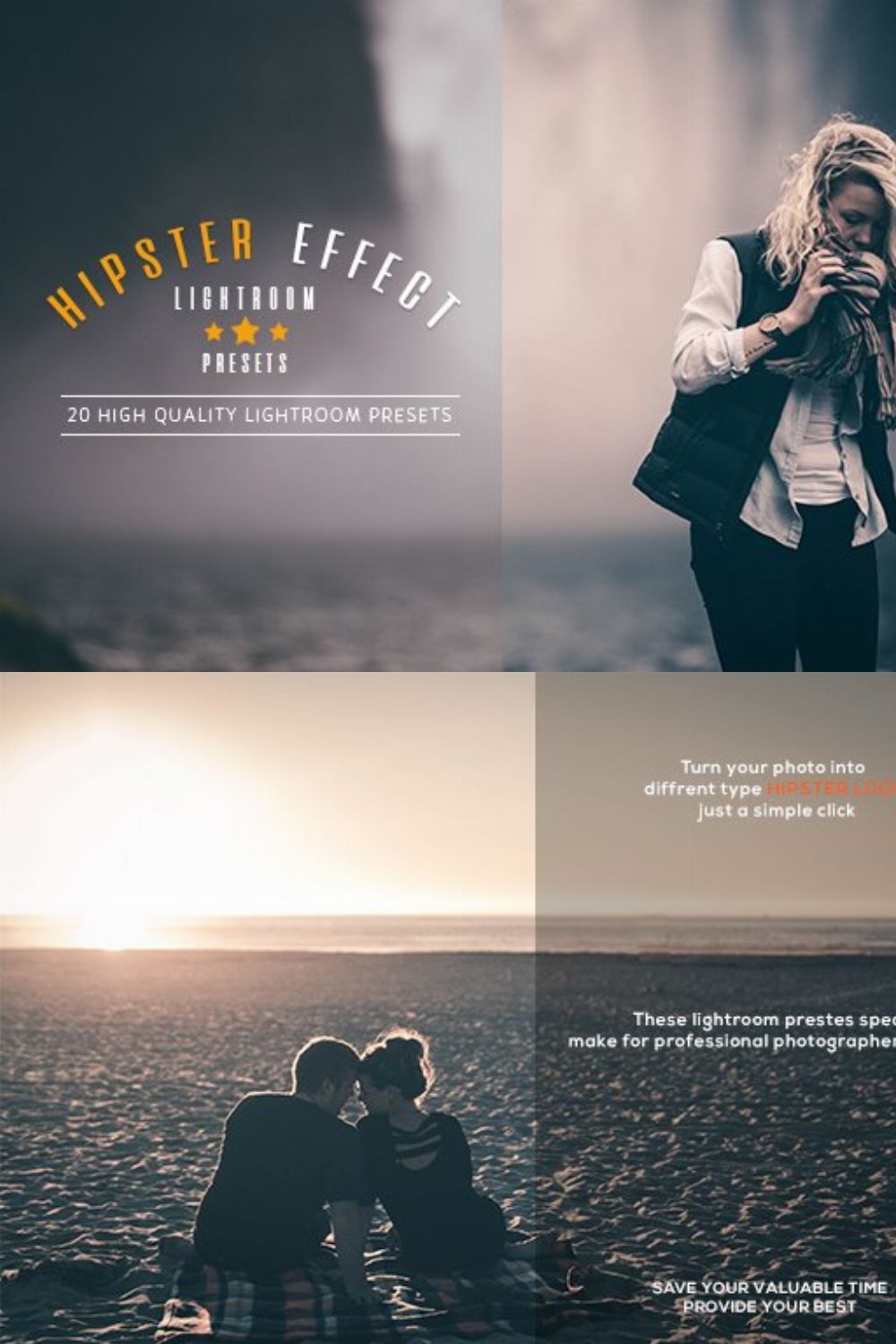 Hipster Effect Lightroom Presets pinterest preview image.