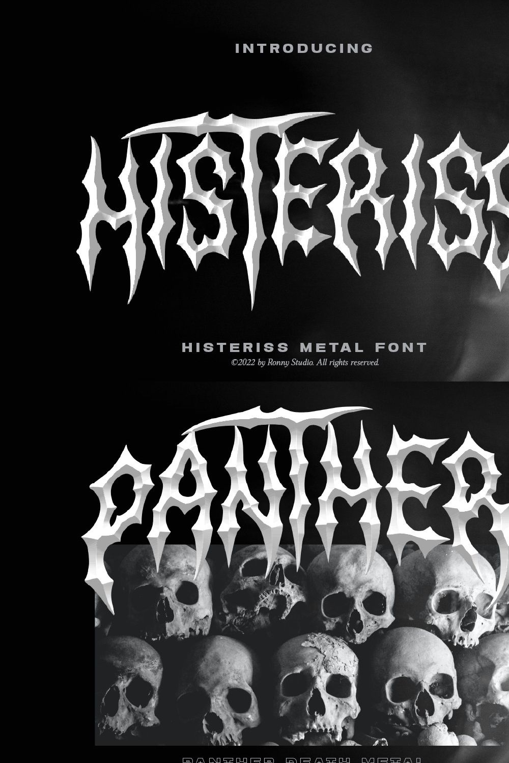 Histeriss - Metal Font pinterest preview image.