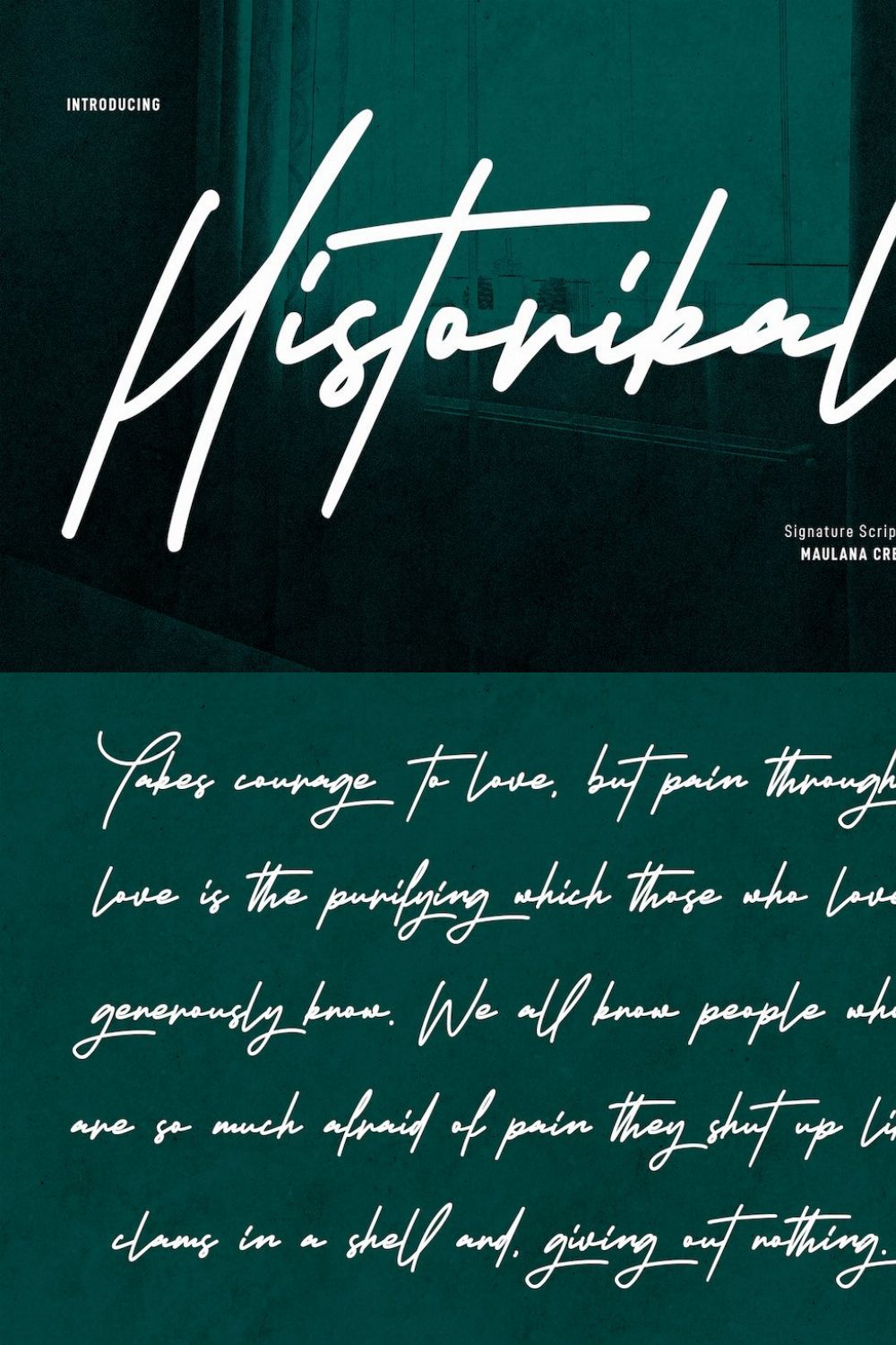 Historikal Signature Script Font pinterest preview image.