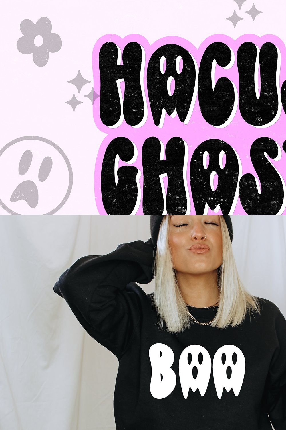 HOCUS GHOST Retro Halloween Font pinterest preview image.