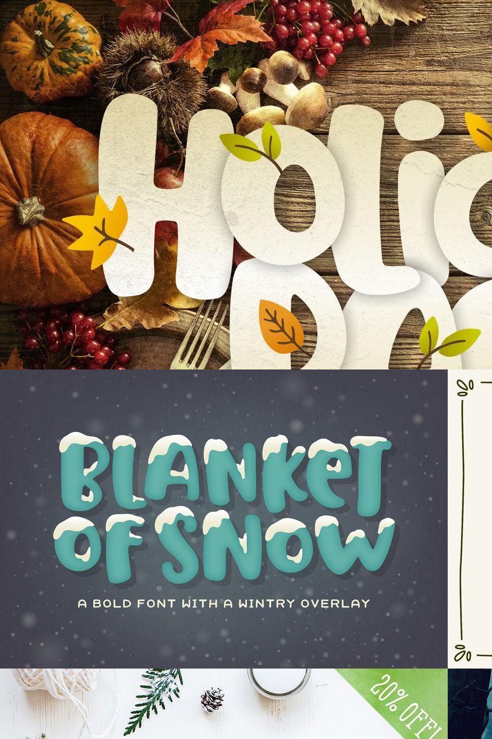 Holiday Font Pack pinterest preview image.