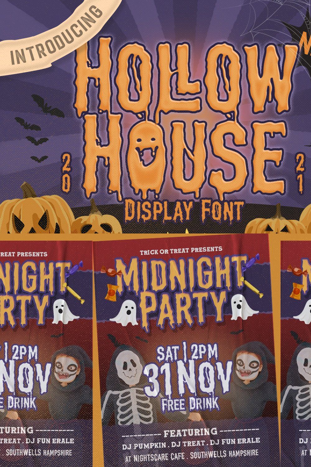 Hollow House - Scary Font pinterest preview image.