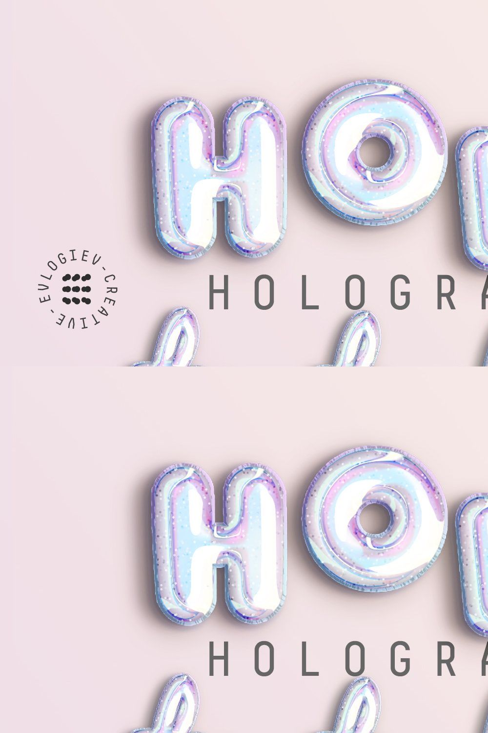 Holographic Balloon Text Effect pinterest preview image.