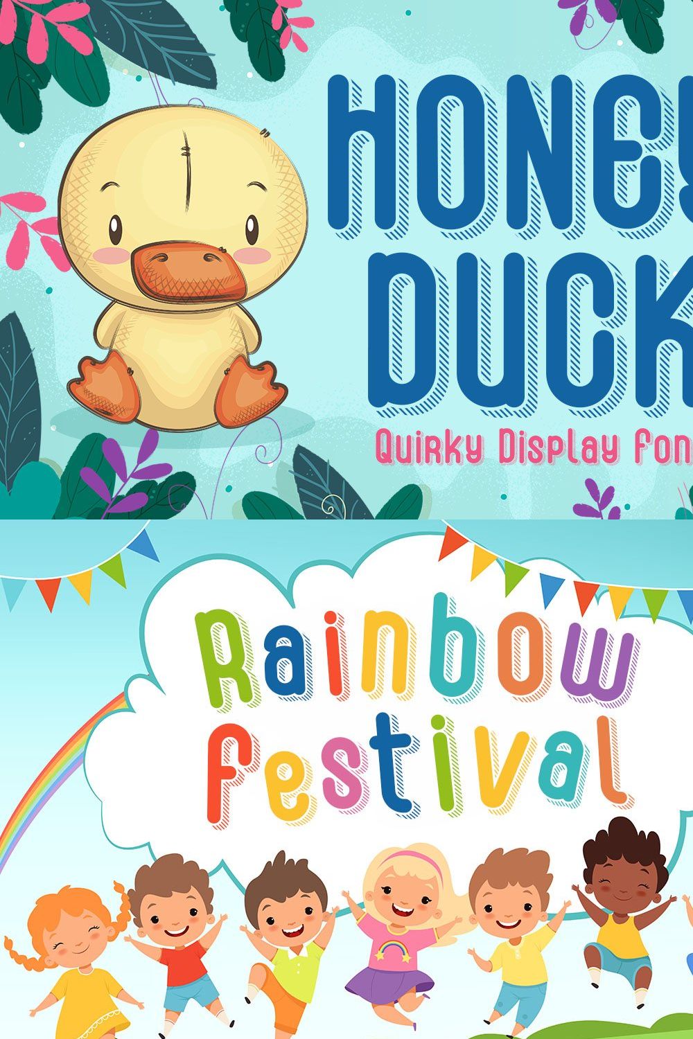 Honey Duck - Quirky Shadow Font pinterest preview image.