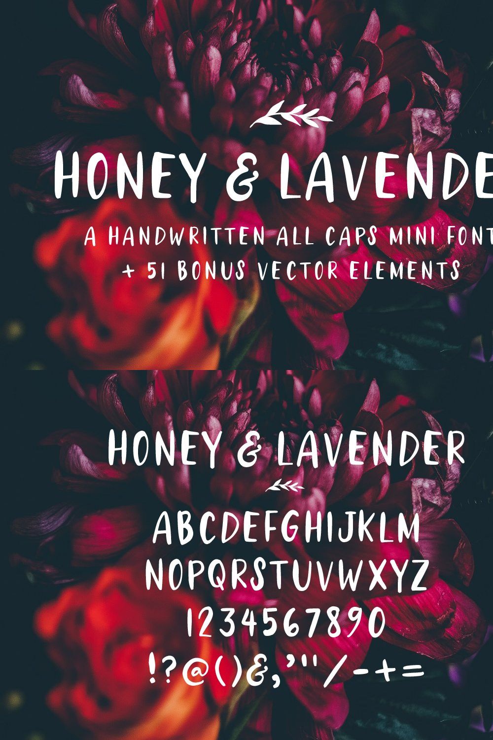 Honey & Lavender Cute Font + Extras pinterest preview image.