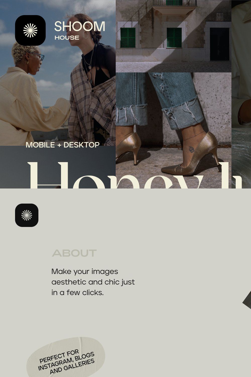 Honey Lux – 5 Chic Lightroom Presets pinterest preview image.