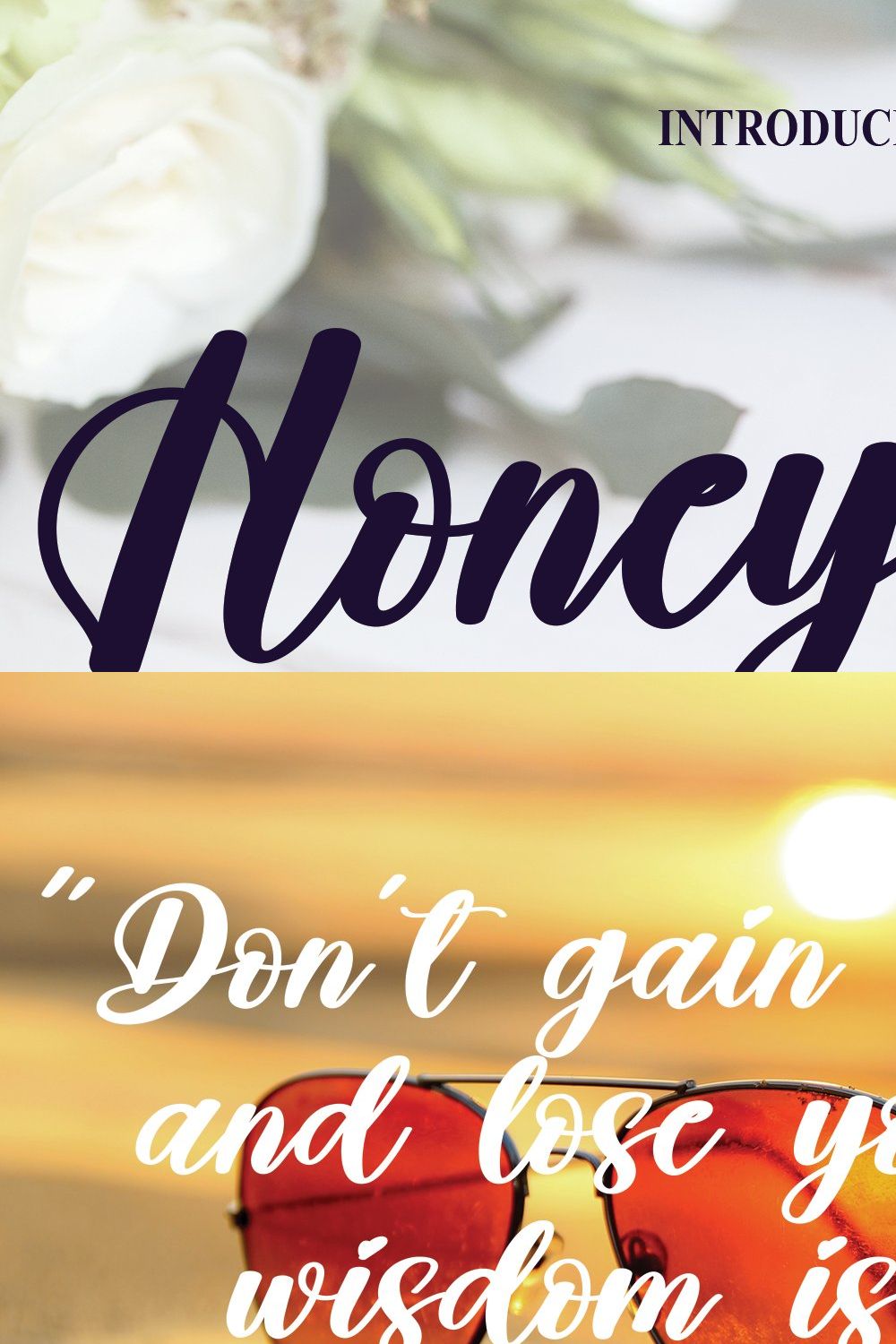 Honeymoon | Script Font pinterest preview image.