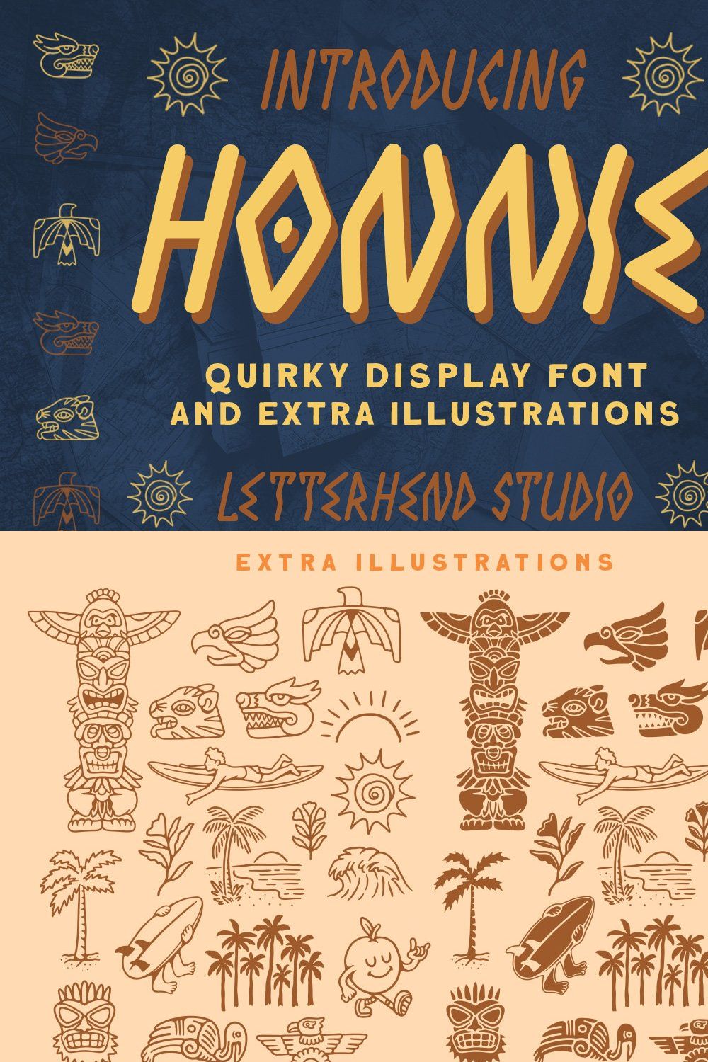 Honnie - Quirky Display Font pinterest preview image.