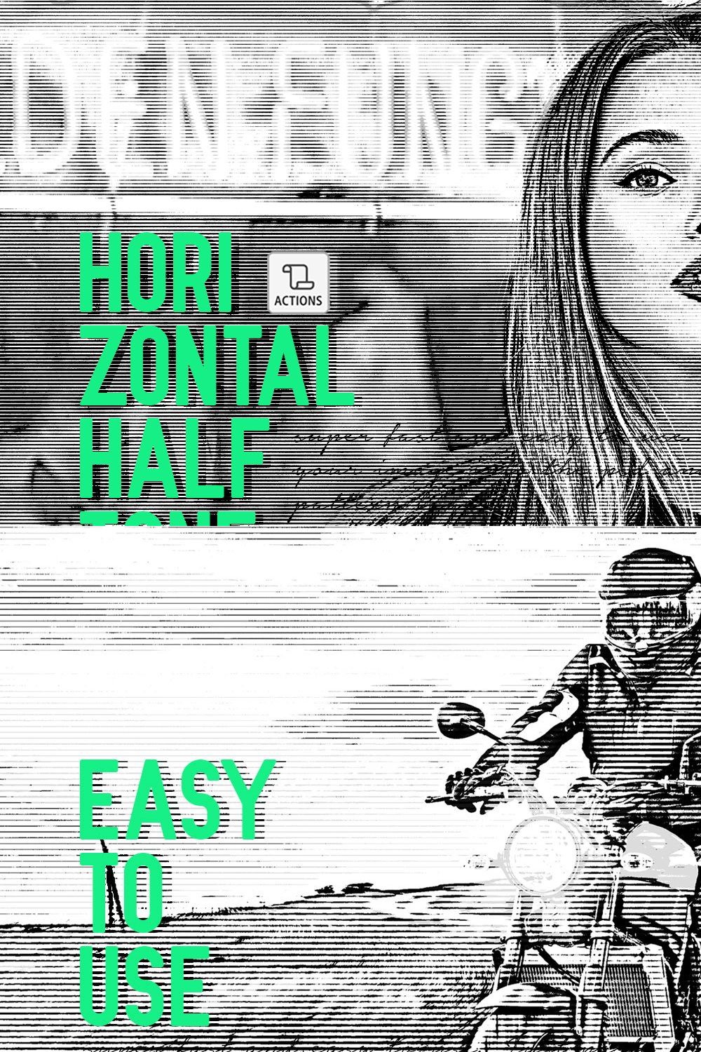 Horizontal Line Halftone Action pinterest preview image.