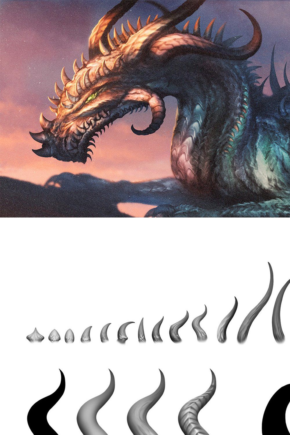 Horns and spikes brush set pinterest preview image.