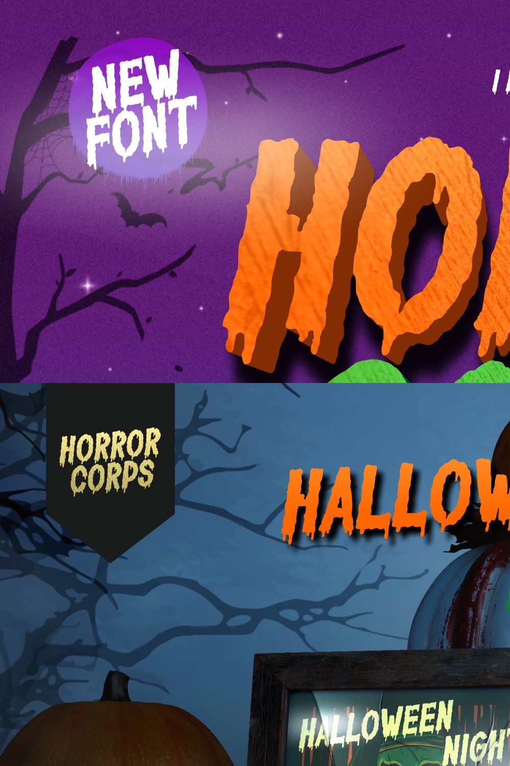 Horror Corps Font pinterest preview image.