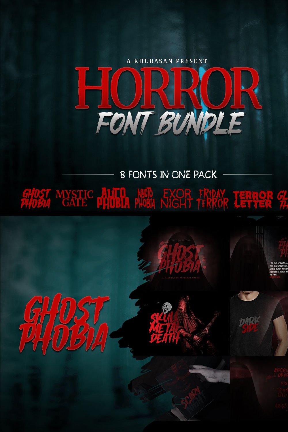 Horror Font Bundle pinterest preview image.