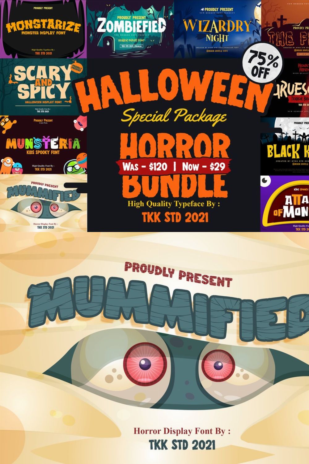 Horror Font Bundle - SALE! pinterest preview image.