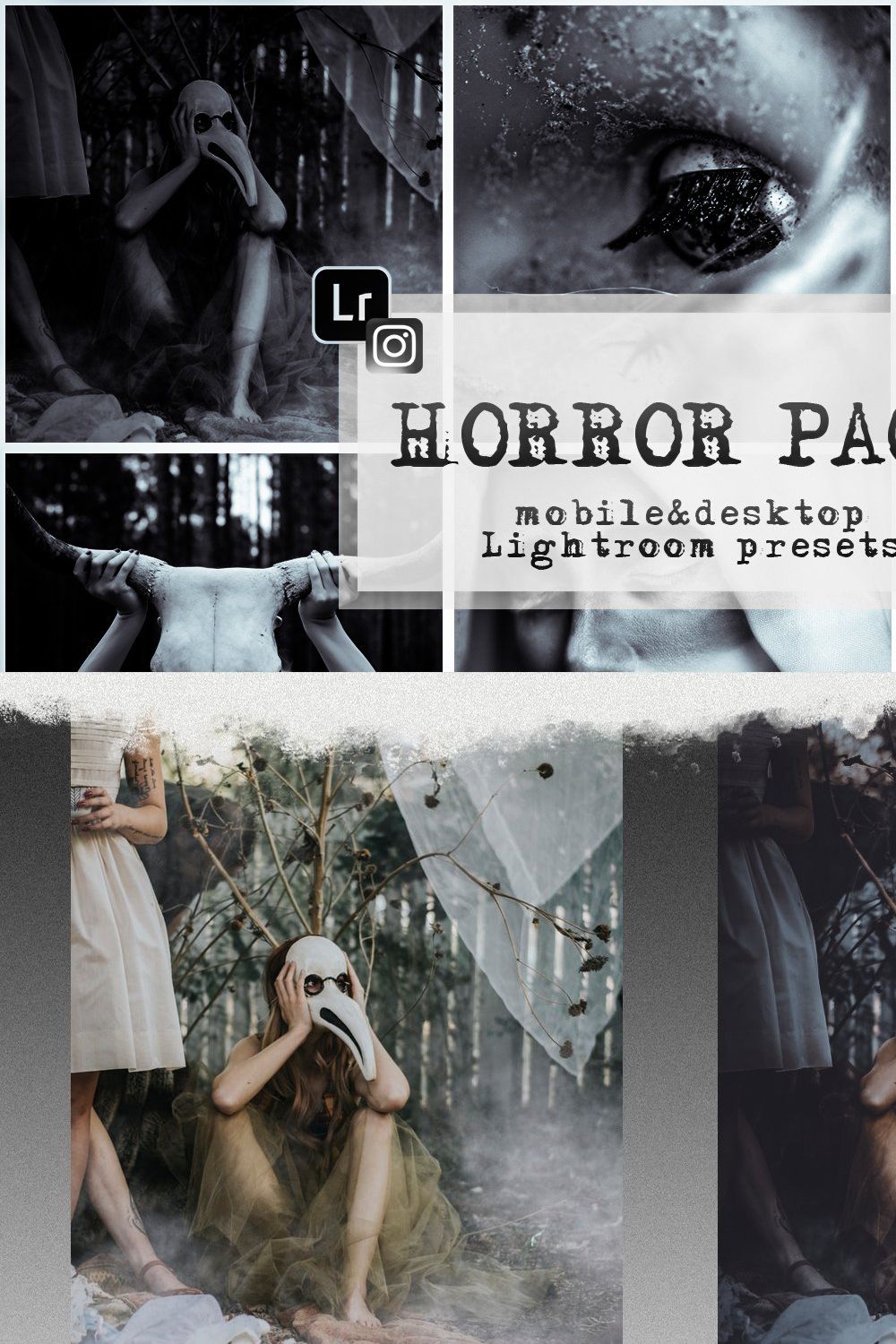 Horror Lightroom presets pinterest preview image.