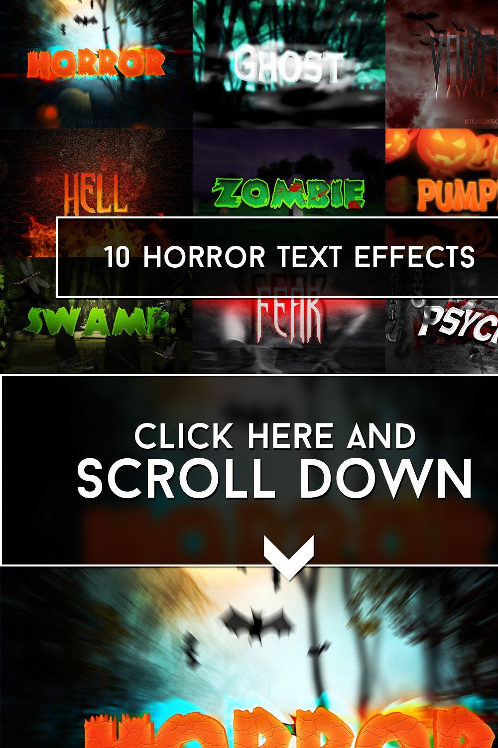 Horror Text Effects pinterest preview image.