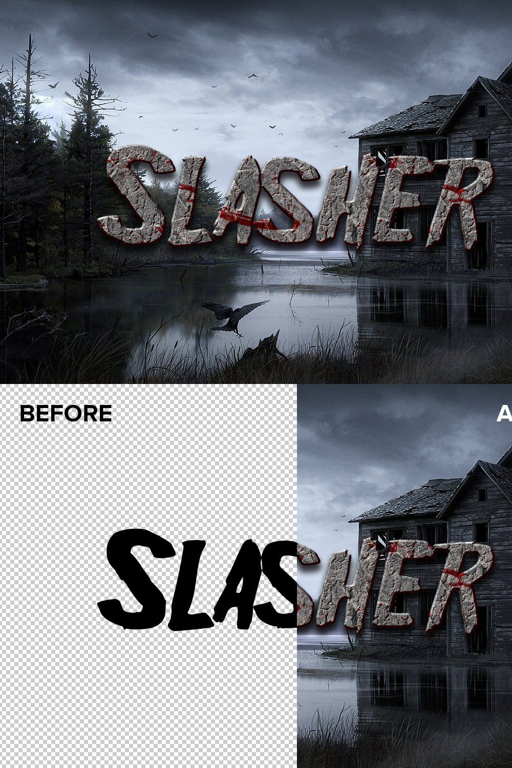 Horror Text Styles for Photoshop pinterest preview image.
